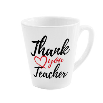 Thank you teacher, Κούπα κωνική Latte Λευκή, κεραμική, 300ml