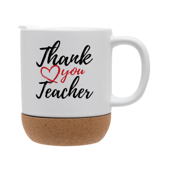 Thank you teacher, Ceramic coffee mug Cork (MAT), 330ml (1pcs)