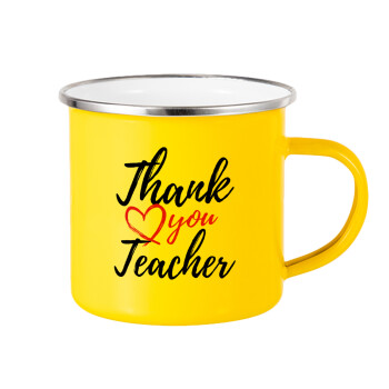 Thank you teacher, Κούπα Μεταλλική εμαγιέ Κίτρινη 360ml