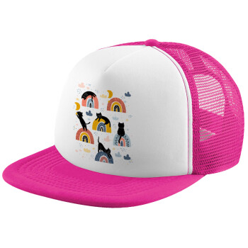 Γατούλες, Child's Soft Trucker Hat with Pink/White Mesh (POLYESTER, CHILD, ONE SIZE)