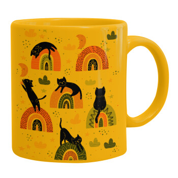 Γατούλες, Ceramic coffee mug yellow, 330ml