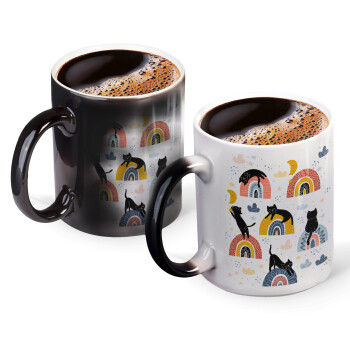 Γατούλες, Color changing magic Mug, ceramic, 330ml when adding hot liquid inside, the black colour desappears (1 pcs)