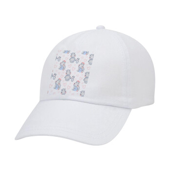 Hippo, Adult Baseball Cap White 5-panel (POLYESTER, ADULT, UNISEX, ONE SIZE)