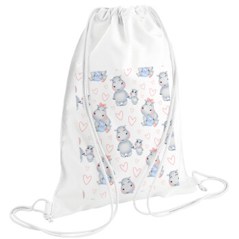 Hippo, Backpack pouch GYMBAG white (28x40cm)