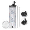 Travel Tumbler θερμό με διπλό καπάκι, μεταλλικό καλαμάκι και βούρτσα καθαρισμού (Ανωξείδωτο 304 Food grade, BPA free, 600ml)