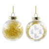 Transparent Christmas tree ball ornament with gold filling 8cm