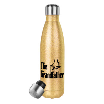 The Grandfather, Glitter gold stainless steel thermos bottle, double-walled, 500ml