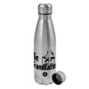 Metallic water bottle, stainless steel, 750ml