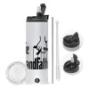 Travel Tumbler 2 Lids, with metal straw & cleaning brush (Stainless steel 304 Food grade, BPA free, 600ml)