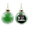 Transparent Christmas tree ball ornament with green filling 8cm