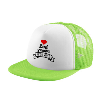 Best Grandpa in the world, Child's Soft Trucker Hat with Green/White Mesh (POLYESTER, CHILDREN'S, ONE SIZE)