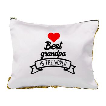 Best Grandpa in the world, Sequin Gold Pouch Cosmetic Bag