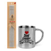 Easter Set, metallic thermal cup (300ml) & Easter aromatic flat candle (30cm) (GRAY)