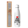 Easter Set, metallic Inox water bottle (700ml) & Easter scented flat candle (30cm) (GRAY)