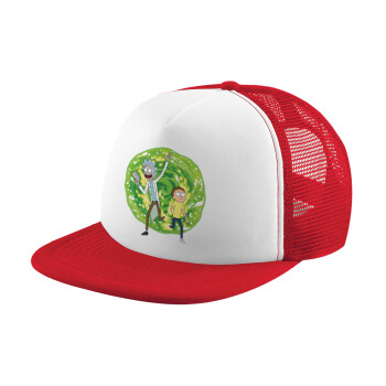 Rick and Morty, Καπέλο παιδικό Soft Trucker με Δίχτυ ΚΟΚΚΙΝΟ/ΛΕΥΚΟ (POLYESTER, ΠΑΙΔΙΚΟ, ONE SIZE)