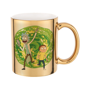 Rick and Morty, Mug ceramic, gold mirror, 330ml