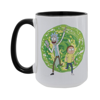 Rick and Morty, Κούπα Mega 15oz, κεραμική Μαύρη, 450ml