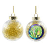 Transparent Christmas tree ball ornament with gold filling 8cm