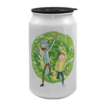 Rick and Morty, Κούπα ταξιδιού μεταλλική με καπάκι (tin-can) 500ml