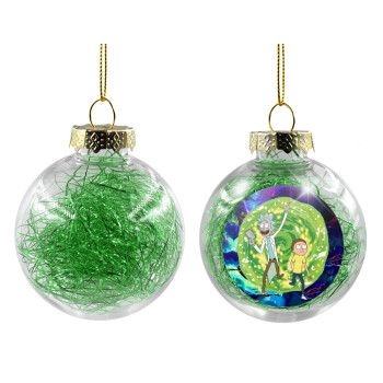 Rick and Morty, Transparent Christmas tree ball ornament with green filling 8cm