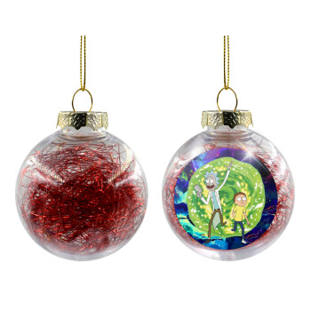 Rick and Morty, Χριστουγεννιάτικη μπάλα δένδρου διάφανη με κόκκινο γέμισμα 8cm