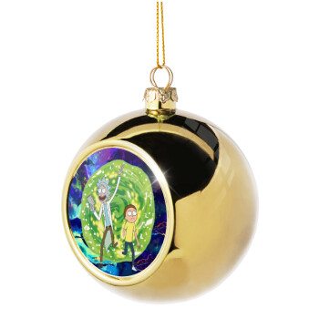 Rick and Morty, Golden Christmas tree ball ornament 8cm