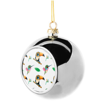 Toucan, Silver 8cm Christmas tree ball ornament