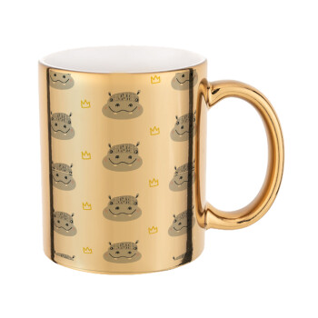 Hippo, Mug ceramic, gold mirror, 330ml