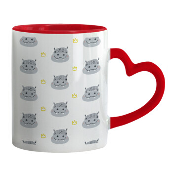 Hippo, Mug heart red handle, ceramic, 330ml