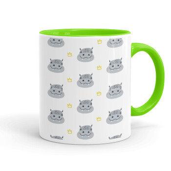 Hippo, Mug colored light green, ceramic, 330ml