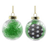 Transparent Christmas tree ball ornament with green filling 8cm