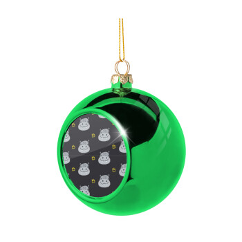 Hippo, Green Christmas tree ornament ball 8cm