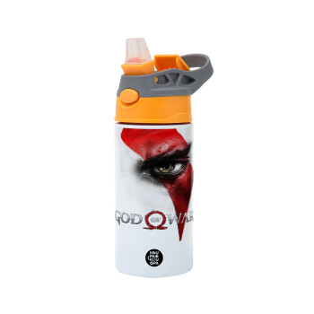 God of war Stratos, Children's hot water bottle, stainless steel, with safety straw, Orange/Grey (360ml) BPA-FREE