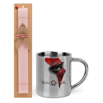 God of war Stratos, Easter Set, metallic thermal cup (300ml) & aromatic flat Easter candle (30cm) (PINK)