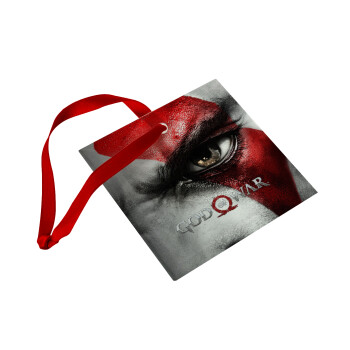 God of war Stratos, Christmas ornament, glass square ornament 9x9cm