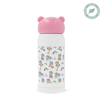 Unicorn pattern, Pink stainless steel thermal flask, 320ml