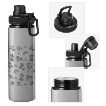 Unicorn pattern, Metallic water bottle with safety cap, 850ml aluminum