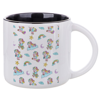 Unicorn pattern, Κούπα κεραμική 400ml Λευκή/Μαύρη