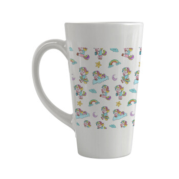 Unicorn pattern, Κούπα κωνική Latte Μεγάλη, κεραμική, 450ml