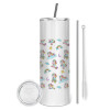 Eco friendly stainless steel tumbler 600ml, with metal straw & cleaning brush