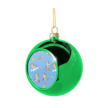 Unicorn pattern, Green Christmas tree ornament ball 8cm