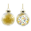 Transparent Christmas tree ball ornament with gold filling 8cm