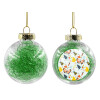 Transparent Christmas tree ball ornament with green filling 8cm