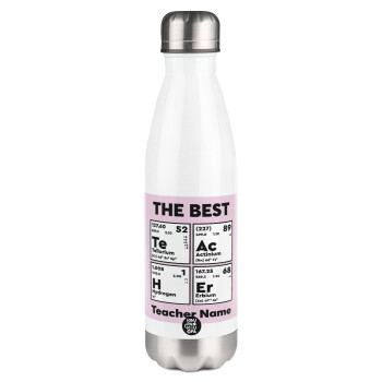 THE BEST Teacher chemical symbols, Metal mug thermos White (Stainless steel), double wall, 500ml