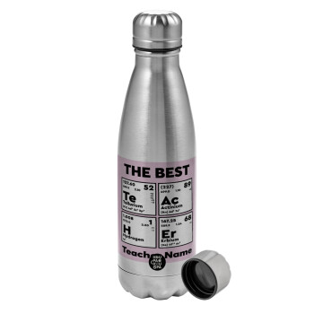 THE BEST Teacher chemical symbols, Metallic water bottle, stainless steel, 750ml