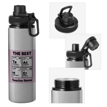 THE BEST Teacher chemical symbols, Μεταλλικό παγούρι νερού με καπάκι ασφαλείας, αλουμινίου 850ml