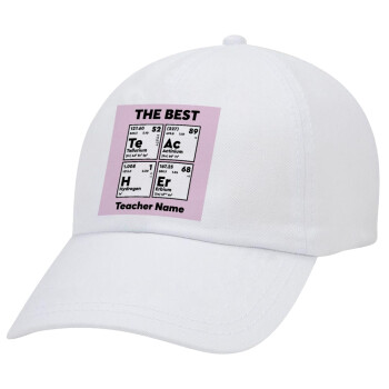 THE BEST Teacher chemical symbols, Καπέλο Ενηλίκων Baseball Λευκό 5-φύλλο (POLYESTER, ΕΝΗΛΙΚΩΝ, UNISEX, ONE SIZE)