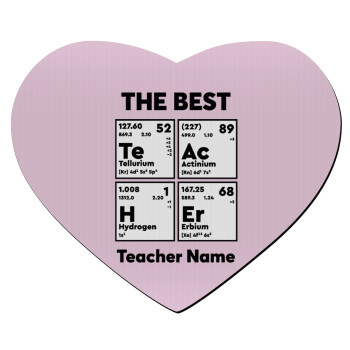THE BEST Teacher chemical symbols, Mousepad καρδιά 23x20cm