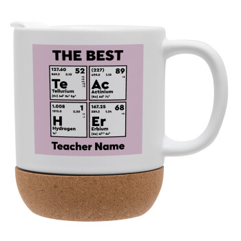 THE BEST Teacher chemical symbols, Κούπα, κεραμική με βάση φελού και καπάκι (ΜΑΤ), 330ml (1 τεμάχιο)