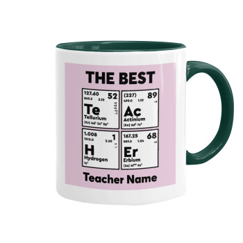THE BEST Teacher chemical symbols, Κούπα χρωματιστή πράσινη, κεραμική, 330ml